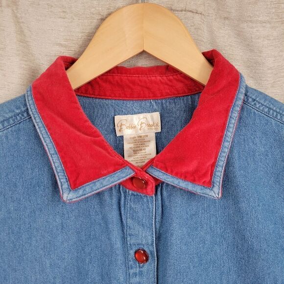 Bobbie Brooks Vintage Y2K Denim Button Down Snowman Christmas Women's Plus Size - Picture 2 of 14